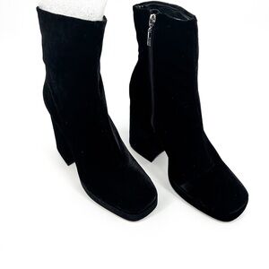 Schutz Carys Black High Heel Velvet Booties Size 9.5